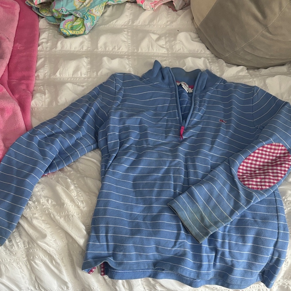 Vineyard Vines Blue and Pink Striped Pullover